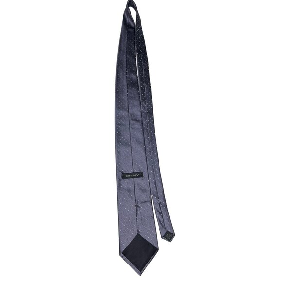DKNY Mens Silk Tie Gray With Polka Dot Designer Formal Wear Elegant Necktie - Picture 8 of 8